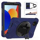 For Xiaomi Redmi Pad SE 8.7 Rotatable Holder Silicone Hybrid PC Tablet Case with Shoulder Strap(Navy Blue) - 1