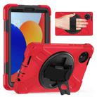 For Xiaomi Redmi Pad SE 8.7 Rotatable Holder Silicone Hybrid PC Tablet Case with Shoulder Strap(Red) - 2