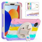 For Xiaomi Redmi Pad SE 8.7 Rotatable Holder Silicone Hybrid PC Tablet Case with Shoulder Strap(Colorful Pink) - 1