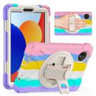 For Xiaomi Redmi Pad SE 8.7 Rotatable Holder Silicone Hybrid PC Tablet Case with Shoulder Strap(Colorful Pink) - 2