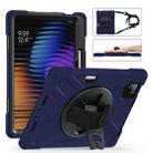 For Xiaomi Pad 7 / 7 Pro Rotatable Holder Silicone Hybrid PC Tablet Case with Shoulder Strap(Navy Blue) - 1
