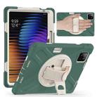 For Xiaomi Pad 7 / 7 Pro Rotatable Holder Silicone Hybrid PC Tablet Case with Shoulder Strap(Emreald Green) - 2