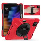 For Xiaomi Pad 7 / 7 Pro Rotatable Holder Silicone Hybrid PC Tablet Case with Shoulder Strap(Red) - 2
