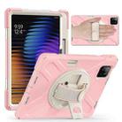 For Xiaomi Pad 7 / 7 Pro Rotatable Holder Silicone Hybrid PC Tablet Case with Shoulder Strap(Cherry Blossom Pink) - 2