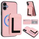 For Samsung Galaxy A04 CX01 Detachable Magsafe Magnetic Card Bag Phone Case(Pink) - 1