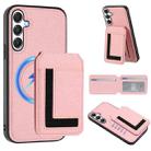 For Samsung Galaxy A55 5G CX01 Detachable Magsafe Magnetic Card Bag Phone Case(Pink) - 1