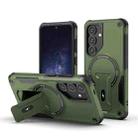 For Samsung Galaxy A35 Armor MagSafe Holder PC Hybrid TPU Phone Case(Army Green) - 1