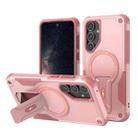 For Samsung Galaxy A25 5G Armor MagSafe Holder PC Hybrid TPU Phone Case(Pink) - 1