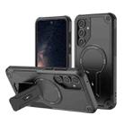 For Samsung Galaxy A25 5G Armor MagSafe Holder PC Hybrid TPU Phone Case(Black) - 1