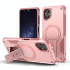 For Samsung Galaxy A06 4G / 5G Armor MagSafe Holder PC Hybrid TPU Phone Case(Pink) - 1