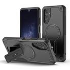 For Samsung Galaxy A14 4G / 5G Armor MagSafe Holder PC Hybrid TPU Phone Case(Black) - 1