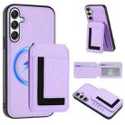 For Samsung Galaxy M15 / F15 CX01 Detachable Magsafe Magnetic Card Bag Phone Case(Light Purple) - 1
