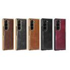 For Samsung Galaxy Z Fold5 VIETAO Crazy Horse Texture PU Phone Case(Brown) - 2