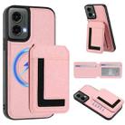 For Motorola Moto G 5G 2024 CX01 Detachable Magsafe Magnetic Card Bag Phone Case(Pink) - 1