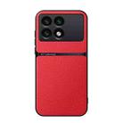 For Redmi K70E Litchi Leather Magnetic Full Coverage Shockproof Phone Case(Red) - 1