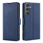 For Samsung Galaxy S25 5G Ultra-thin Voltage Side Buckle Horizontal Flip Leather Phone Case(Blue) - 1