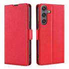 For Samsung Galaxy S25 5G Ultra-thin Voltage Side Buckle Horizontal Flip Leather Phone Case(Red) - 1