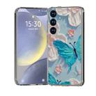 For Samsung Galaxy S25+ 5G IMD Double Piece Simple Fresh Shockproof Phone Case(Blue Butterfly) - 1
