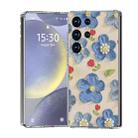 For Samsung Galaxy S25 Ultra 5G IMD Double Piece Simple Fresh Shockproof Phone Case(Blue Flower) - 1