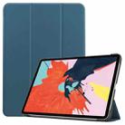 For iPad Air 11 2024 / 2022 / 2020 10.9 Custer Texture Horizontal Flip Leather Case with Three-folding Holder & Sleep / Wake-up Function(Dark Green) - 1