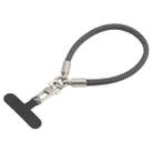 Pearl Silver Metal Buckle Phone Wrist Strap Phone Short Lanyard(Black Grey) - 1