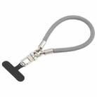 Pearl Silver Metal Buckle Phone Wrist Strap Phone Short Lanyard(Grey) - 1