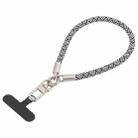 Pearl Silver Metal Buckle Phone Wrist Strap Phone Short Lanyard(Black White Cross) - 1