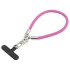 Pearl Silver Metal Buckle Phone Wrist Strap Phone Short Lanyard(Rose Red) - 1