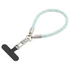 Pearl Silver Metal Buckle Phone Wrist Strap Phone Short Lanyard(Light Blue) - 1