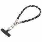 Pearl Silver Metal Buckle Phone Wrist Strap Phone Short Lanyard(Black White) - 1