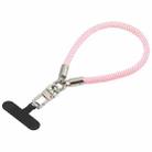 Pearl Silver Metal Buckle Phone Wrist Strap Phone Short Lanyard(Pink White) - 1