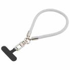 Pearl Silver Metal Buckle Phone Wrist Strap Phone Short Lanyard(Light Grey) - 1