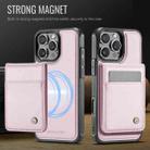 For iPhone 16 Pro Max JEEHOOD J06 British Style RFID MagSafe Card Bag PU Phone Case(Pink) - 2