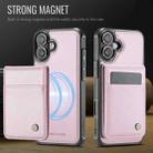 For iPhone 16 Plus JEEHOOD J06 British Style RFID MagSafe Card Bag PU Phone Case(Pink) - 2