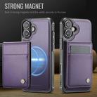 For iPhone 16 JEEHOOD J06 British Style RFID MagSafe Card Bag PU Phone Case(Purple) - 2