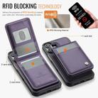 For iPhone 16 JEEHOOD J06 British Style RFID MagSafe Card Bag PU Phone Case(Purple) - 3