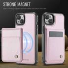 For iPhone 15 Plus JEEHOOD J06 British Style RFID MagSafe Card Bag PU Phone Case(Pink) - 2