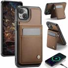 For iPhone 15 JEEHOOD J06 British Style RFID MagSafe Card Bag PU Phone Case(Brown) - 1