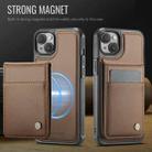 For iPhone 15 JEEHOOD J06 British Style RFID MagSafe Card Bag PU Phone Case(Brown) - 2