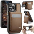 For iPhone 14 Pro Max JEEHOOD J06 British Style RFID MagSafe Card Bag PU Phone Case(Brown) - 1