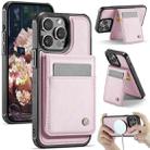 For iPhone 14 Pro Max JEEHOOD J06 British Style RFID MagSafe Card Bag PU Phone Case(Pink) - 1