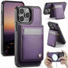 For iPhone 13 Pro Max JEEHOOD J06 British Style RFID MagSafe Card Bag PU Phone Case(Purple) - 1