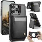 For iPhone 13 Pro Max JEEHOOD J06 British Style RFID MagSafe Card Bag PU Phone Case(Black) - 1