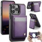 For iPhone 12 Pro Max JEEHOOD J06 British Style RFID MagSafe Card Bag PU Phone Case(Purple) - 1
