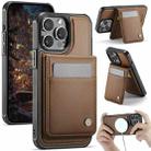 For iPhone 12 Pro Max JEEHOOD J06 British Style RFID MagSafe Card Bag PU Phone Case(Brown) - 1