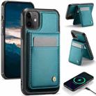 For iPhone 12 / 12 Pro JEEHOOD J06 British Style RFID MagSafe Card Bag PU Phone Case(Green) - 1