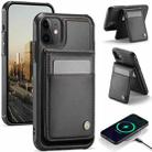 For iPhone 12 / 12 Pro JEEHOOD J06 British Style RFID MagSafe Card Bag PU Phone Case(Black) - 1