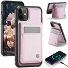 For iPhone 12 / 12 Pro JEEHOOD J06 British Style RFID MagSafe Card Bag PU Phone Case(Pink) - 1