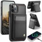 For iPhone 11 Pro Max JEEHOOD J06 British Style RFID MagSafe Card Bag PU Phone Case(Black) - 1