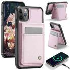 For iPhone 11 Pro Max JEEHOOD J06 British Style RFID MagSafe Card Bag PU Phone Case(Pink) - 1